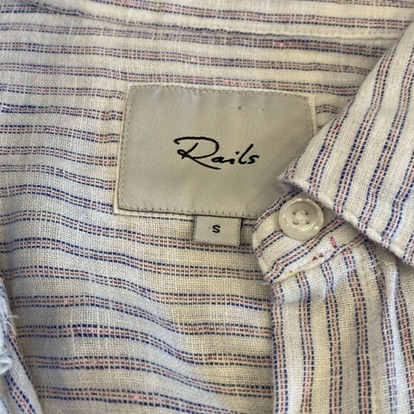 Rails Button Back Sydney Sparkler Striped Linen Lightweight Summer Shirt Small - Picture 7 of 9